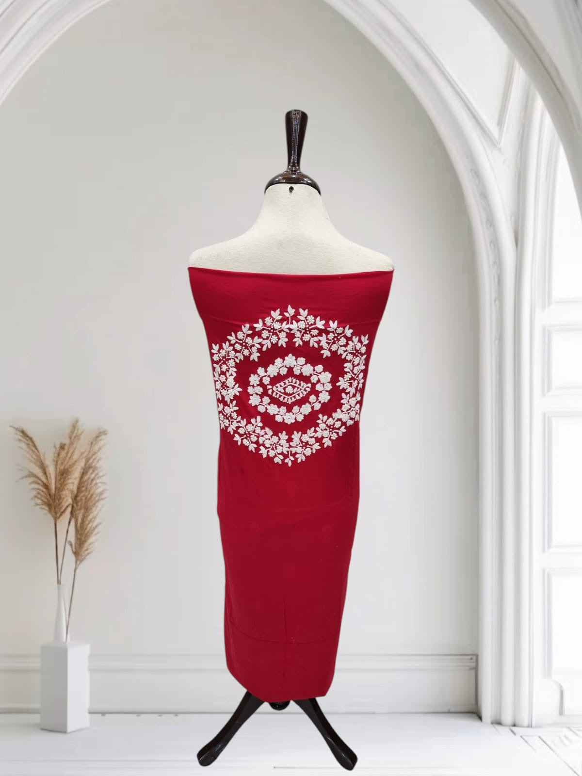Budget friendly Hand Embroidered Red
