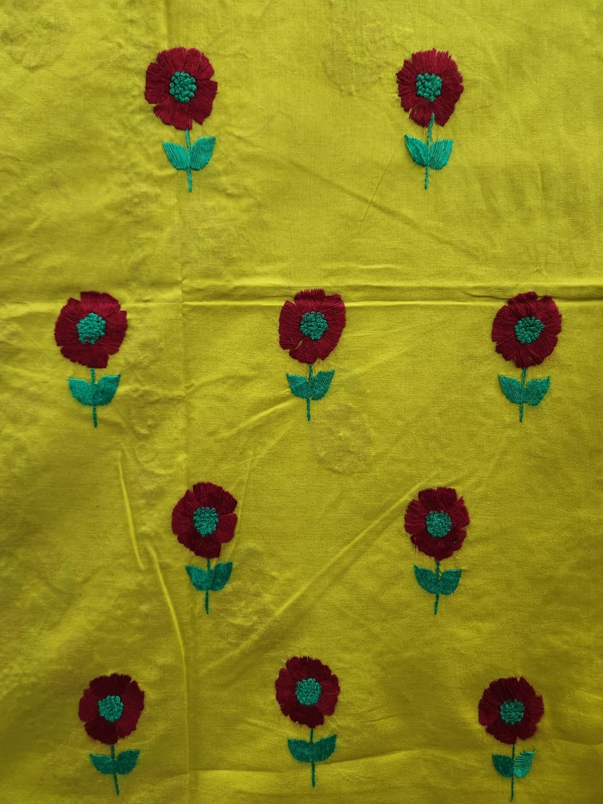 Sun โ๏ธ Flower lawn hand embroidered shirt