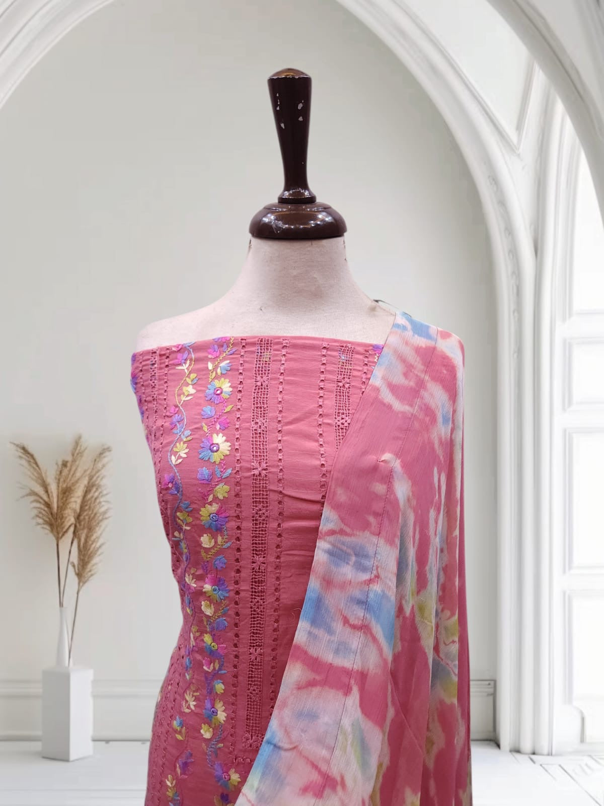 Raw silk tea pink Sophisticated 2pc
