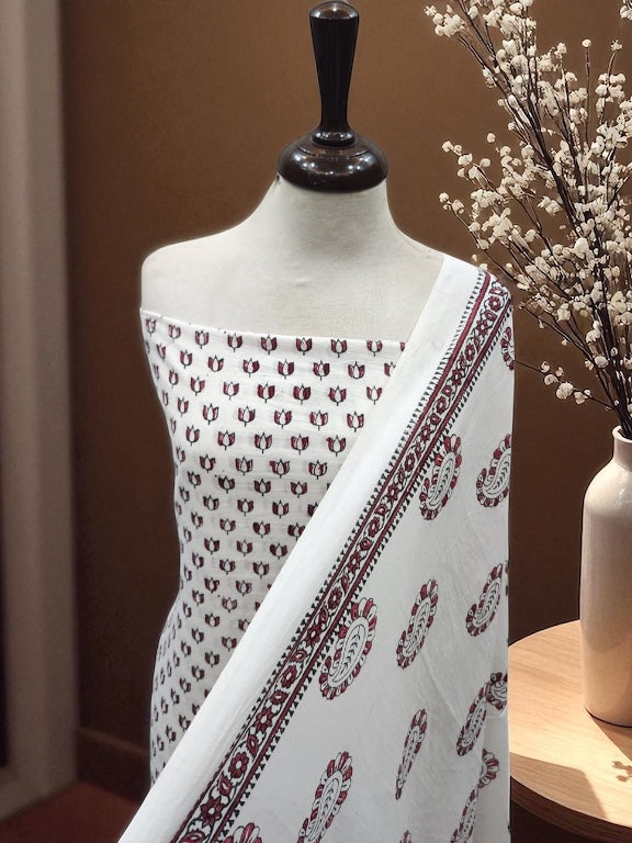 Block Print lawn 2pc Maroon black