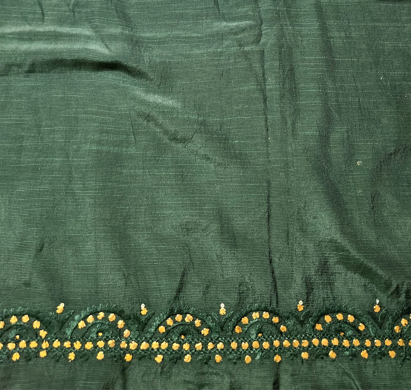 Emerald Green with black Mukesh Raw silk