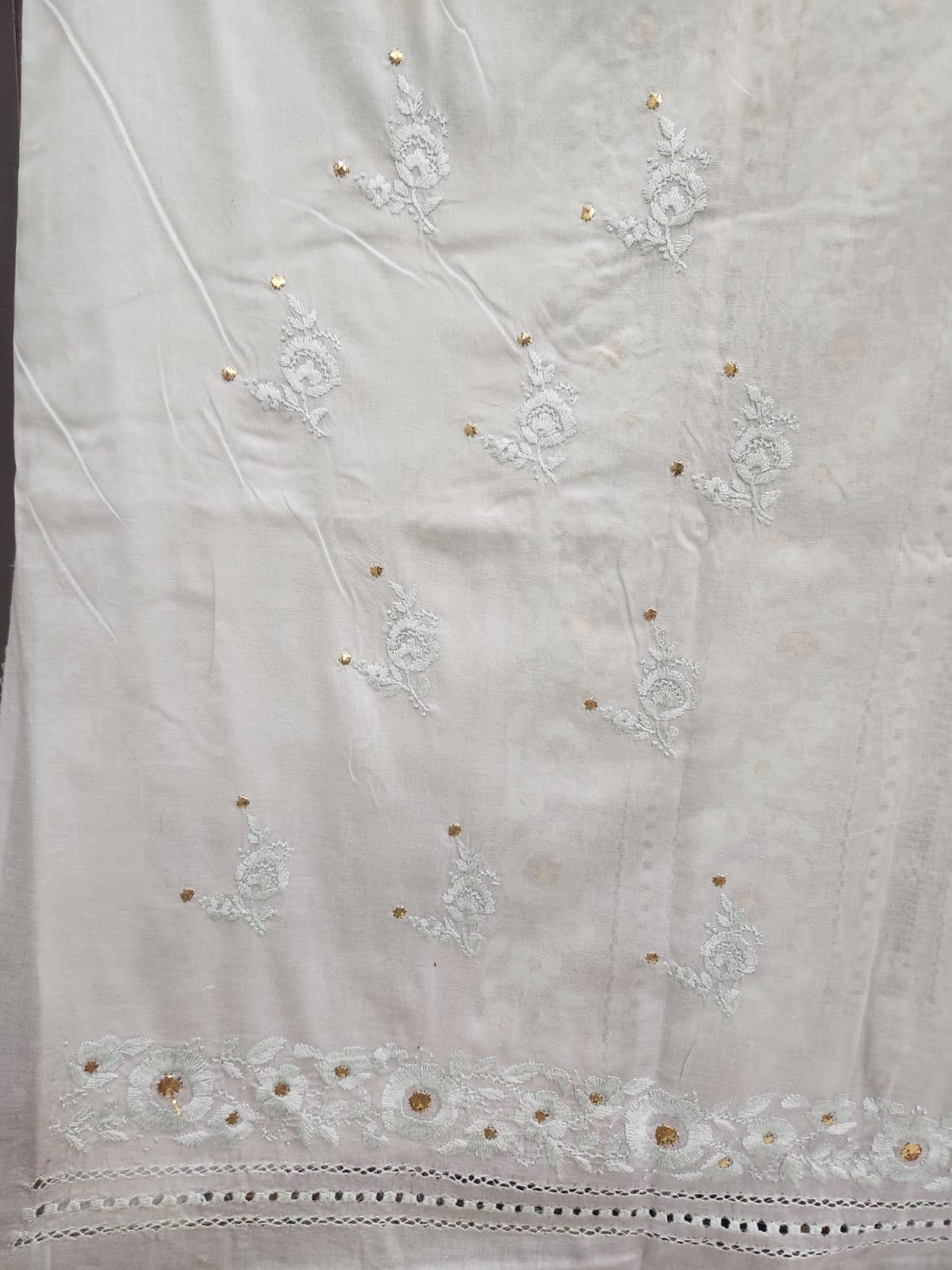 Pastel aqua Tarkashi with Mukesh