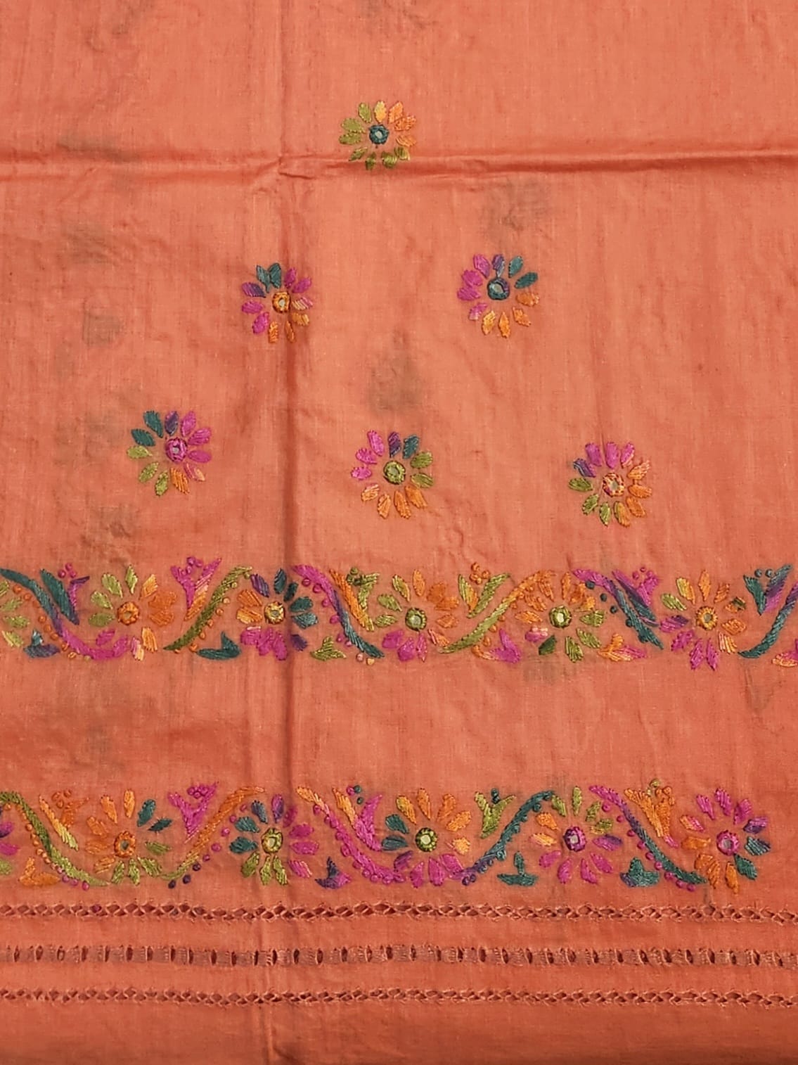 Peach π Tarkashi Mirror Lawn Shirt