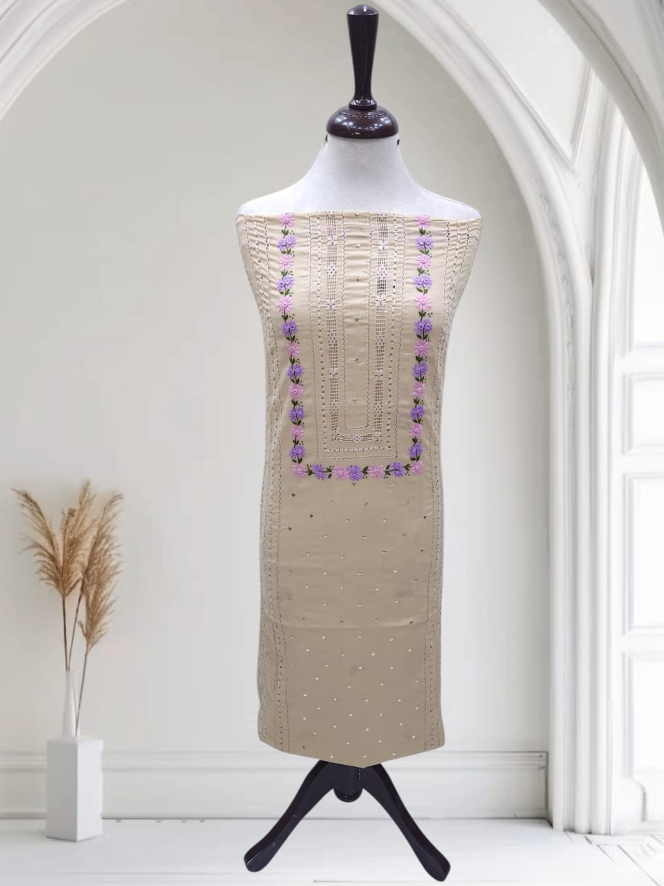 Beige Tarkashi with Mukesh Lawn Shirt