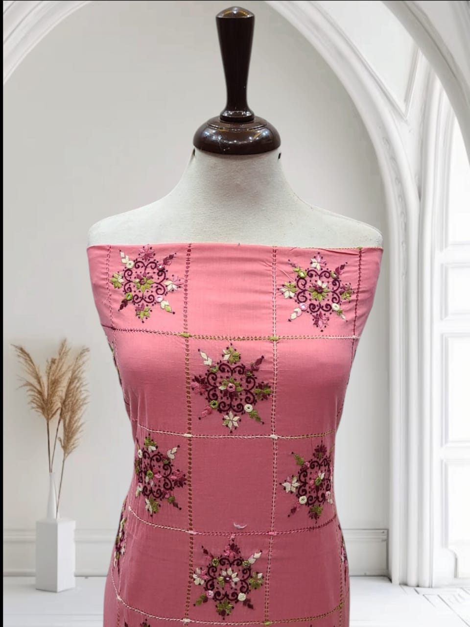 Pinkies Peach box Tarkashi lawn shirt