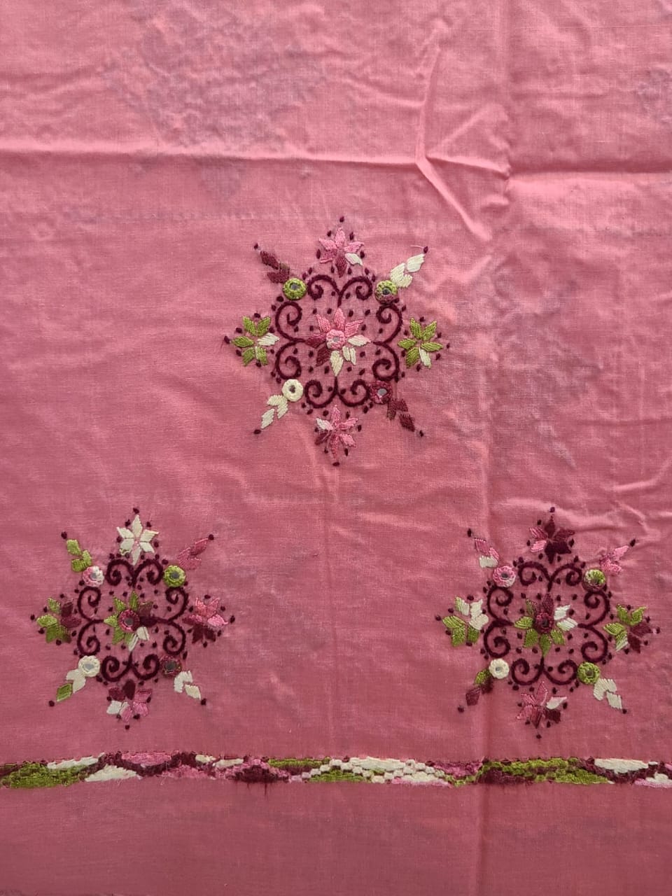 Pinkies Peach box Tarkashi lawn shirt