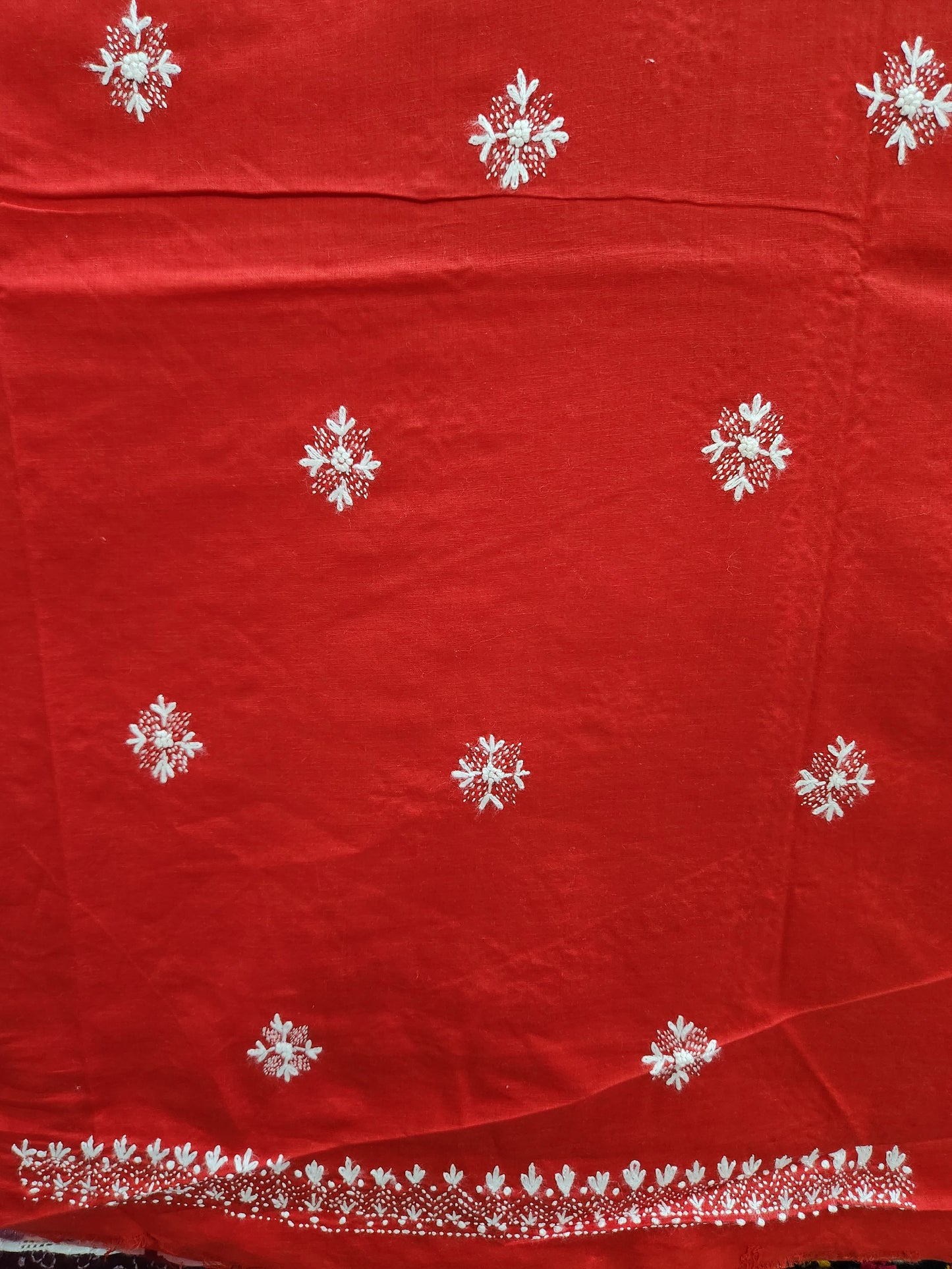 Kaccha tanka Red hand embroidered lawn shirt