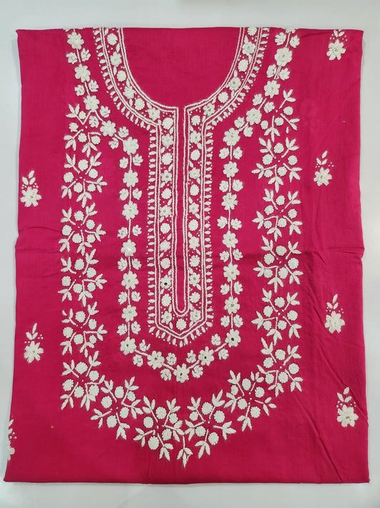 Budget Friendly Hot pink Lawn Hand Embroidered