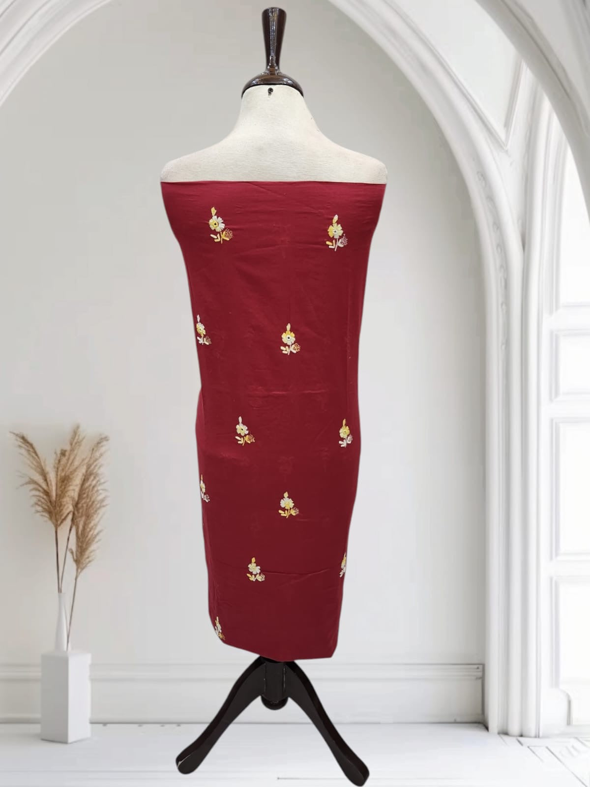 Beautiful combination lawn hand embroidered shirt