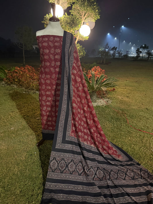 Lawn natural dyed shirt and dupatta