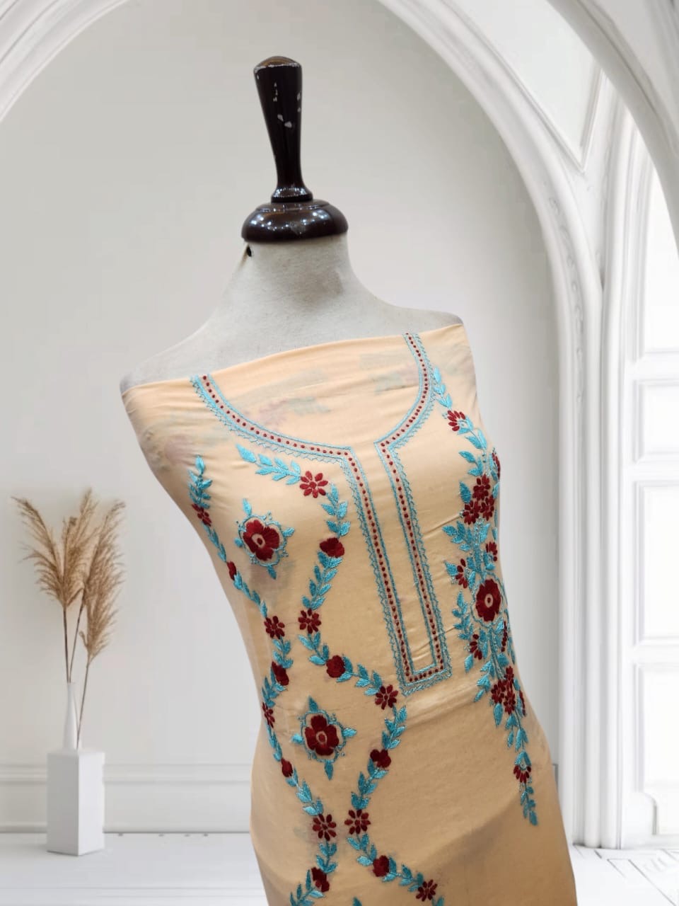 Pocket friendly lawn hand embroidered shirt