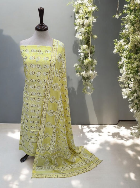 Light Lemon Yellow Block Print