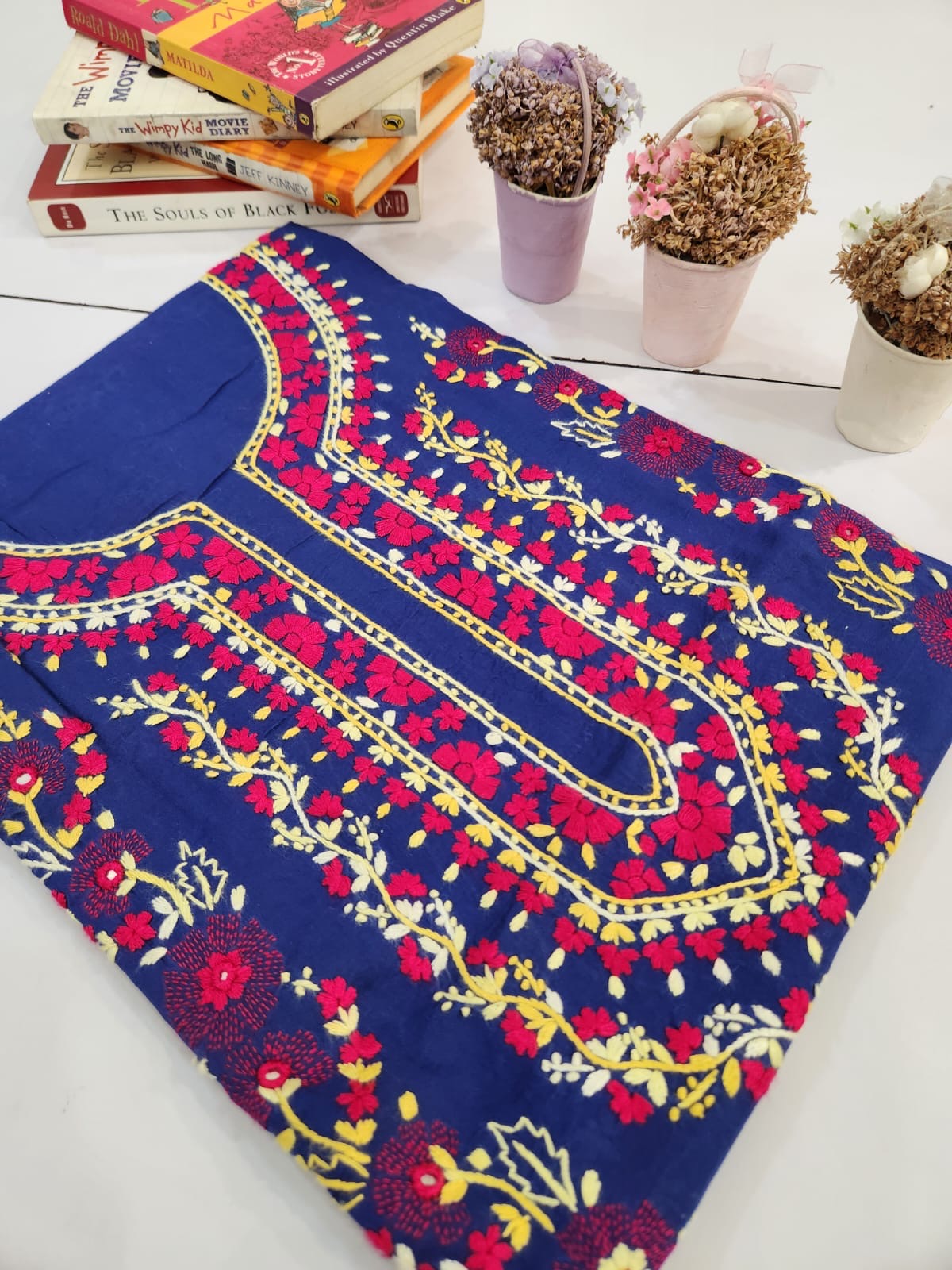 Electric Blue lawn hand embroidered shirt