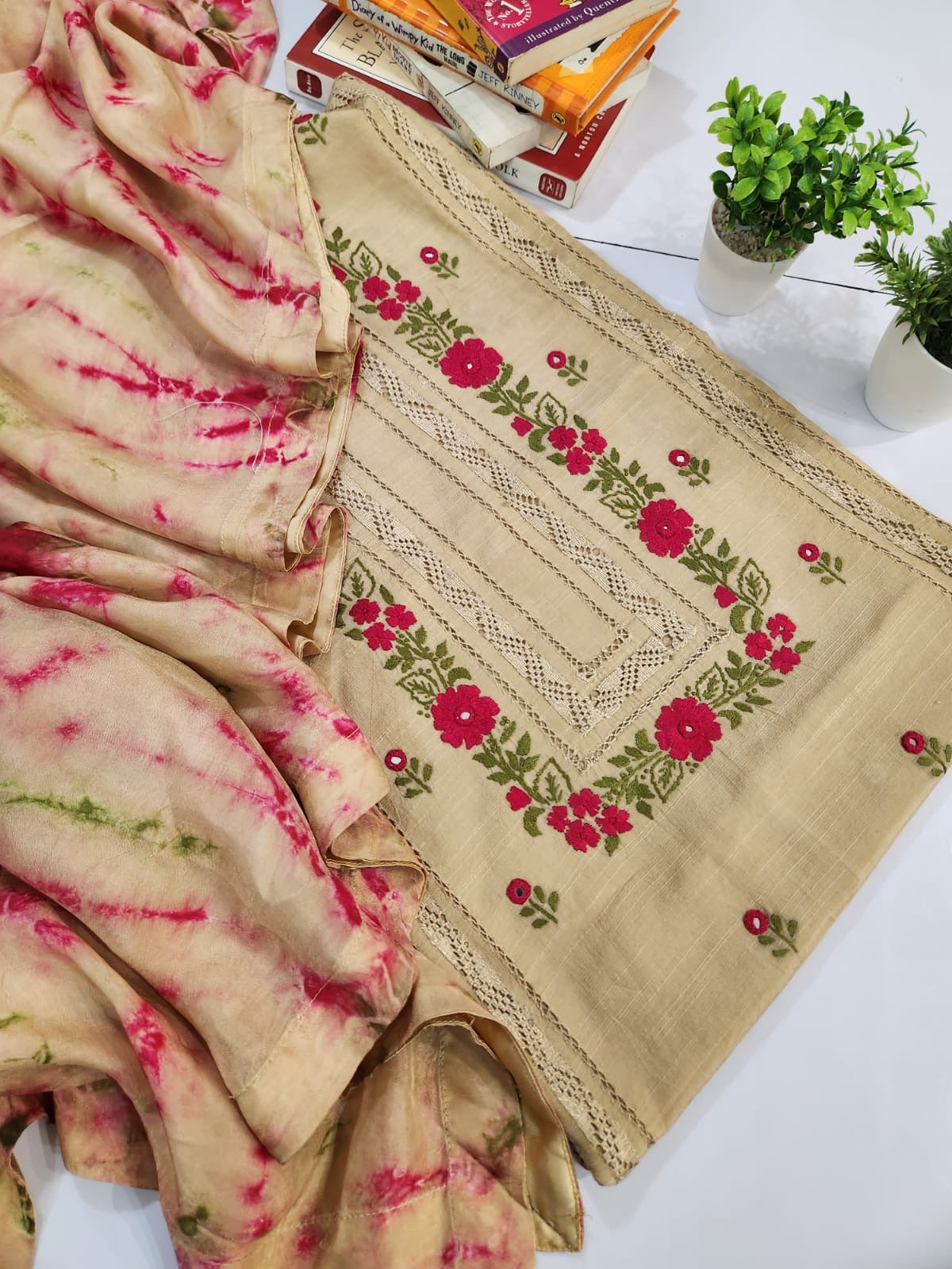 Premium Raw Silk Tarkashi 3pc advance payment