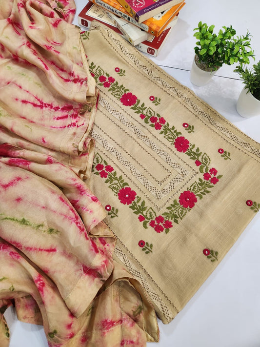 Premium Raw Silk Tarkashi 3pc advance payment