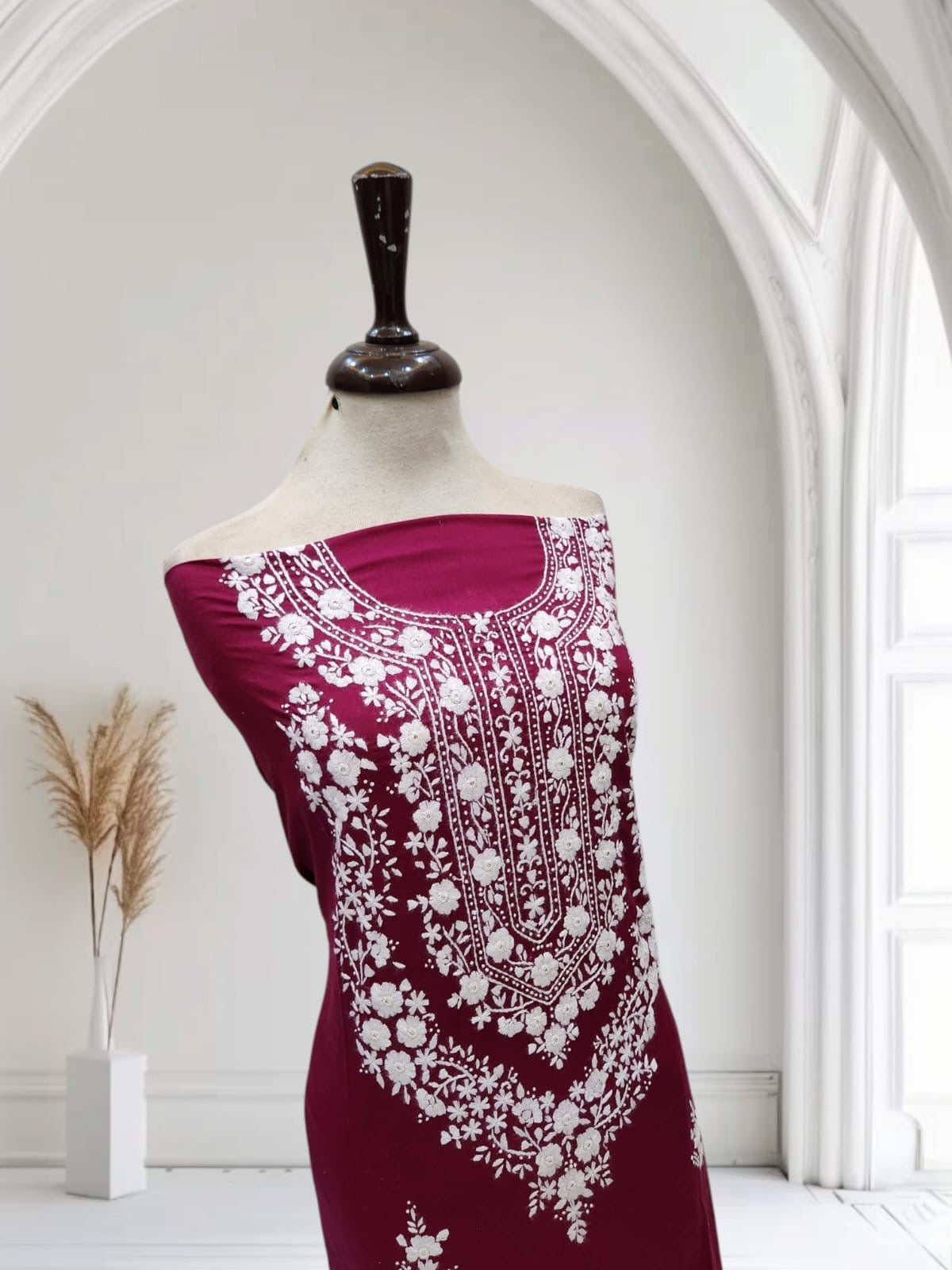 Exclusive lawn hand embroidered shirt