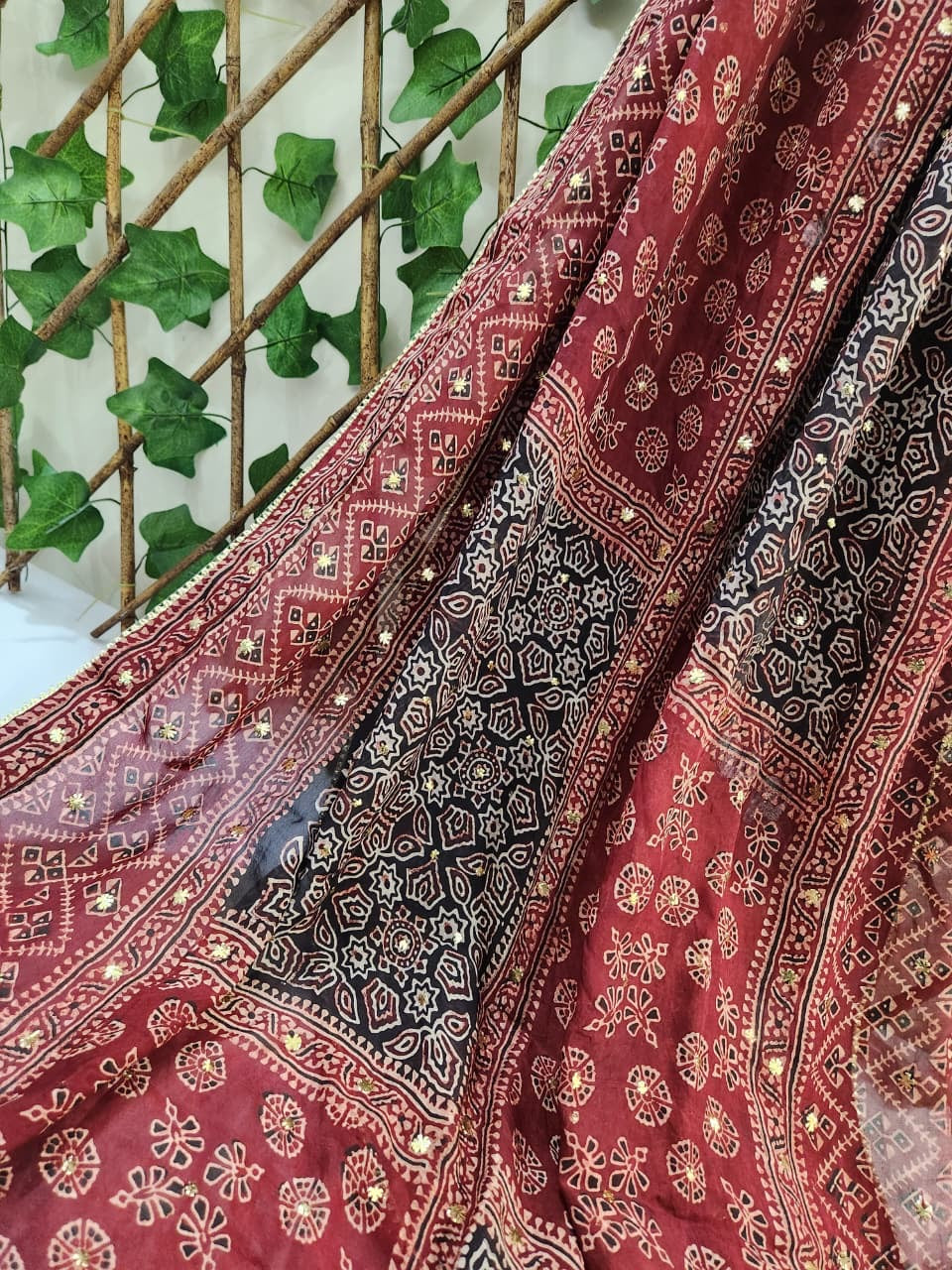 Natural Dyed Mukesh Silk long Duppata (advance Payment)