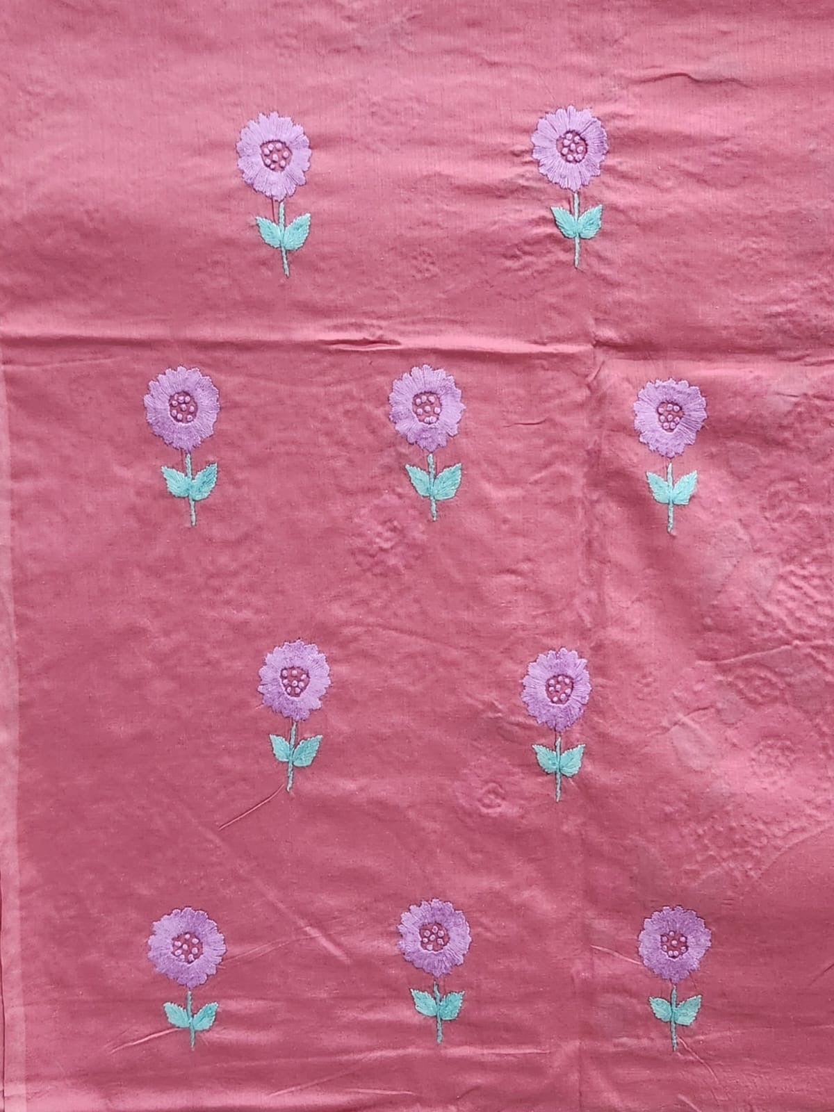 Sun flower hand embroidered lawn shirt