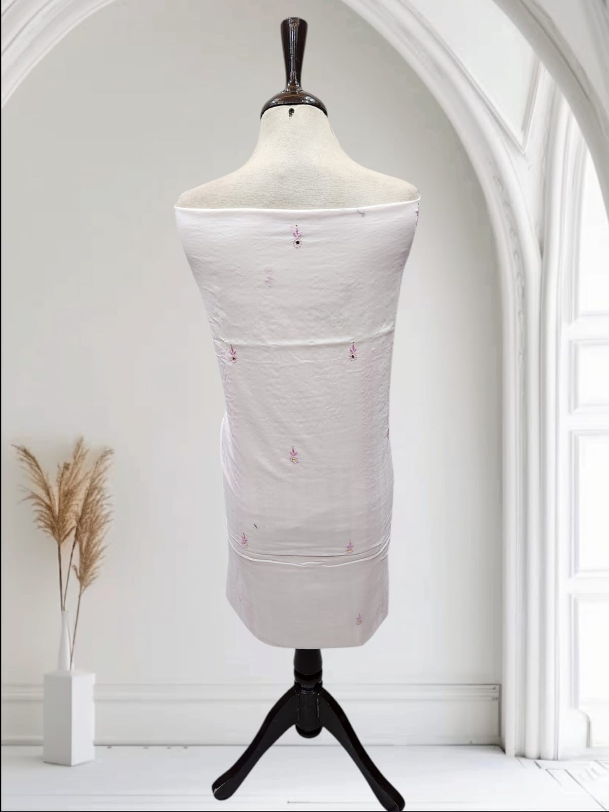 Baby pink tarkashi mukesh lawn shirt