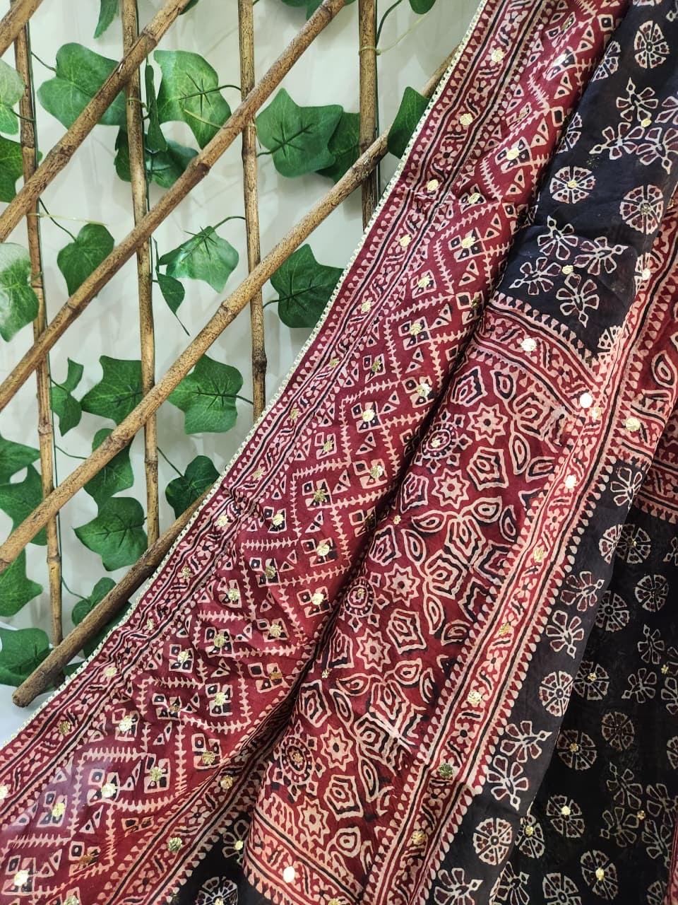 Natural dyed mukesh silk long dupatta