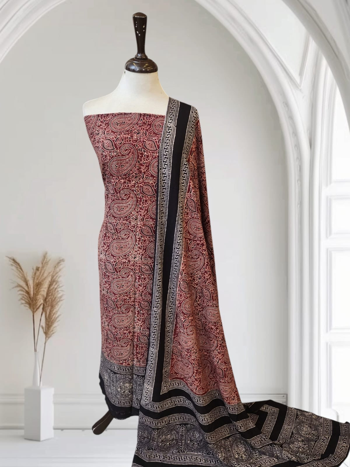 Linen Natural dyed 2pc Shirt and Dupatta