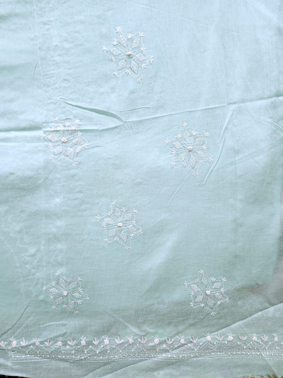 Kanthakari with bor work lawn hand embroidered shirt