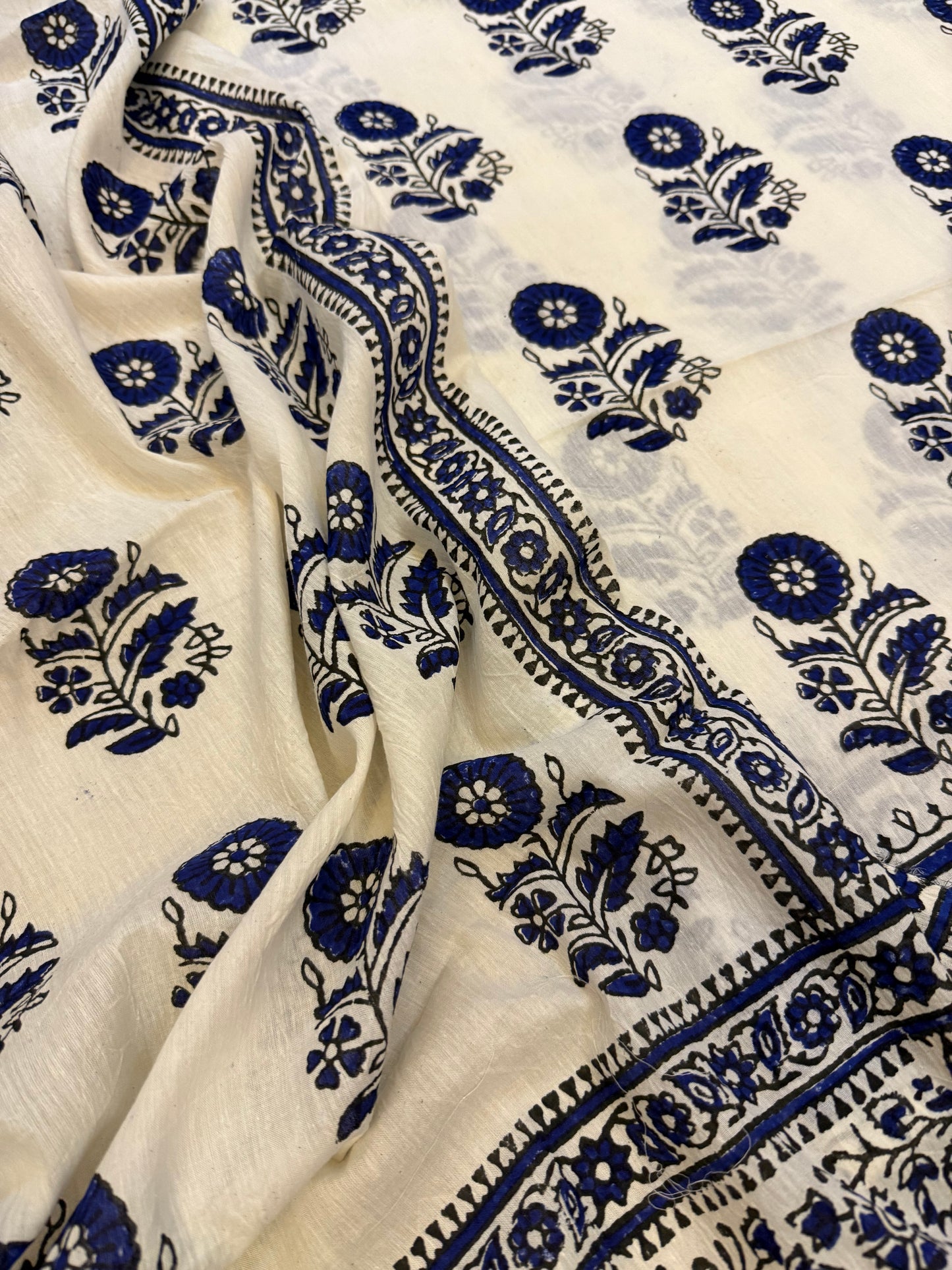 Block print Lawn shirt & Dupatta blue