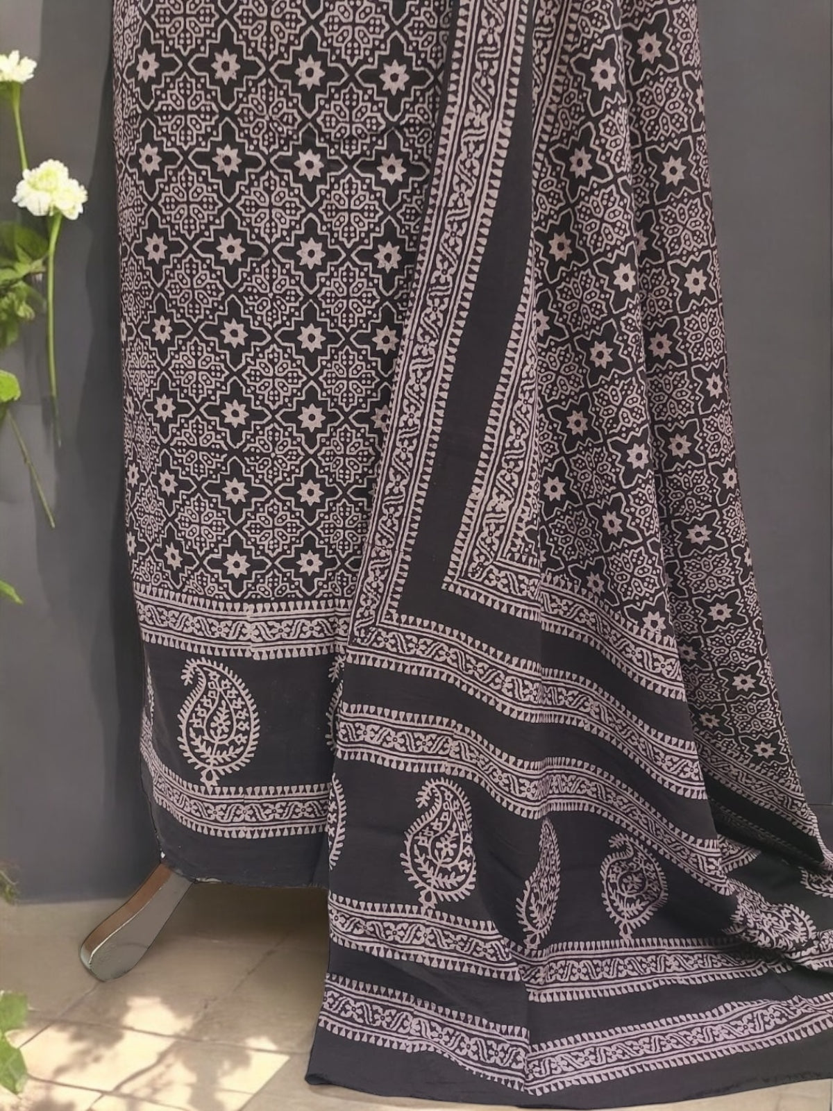 Charcoal ajrak print
