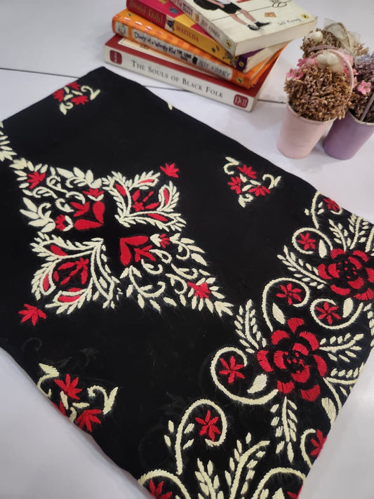 Lawn hand embroidered front panel shirt