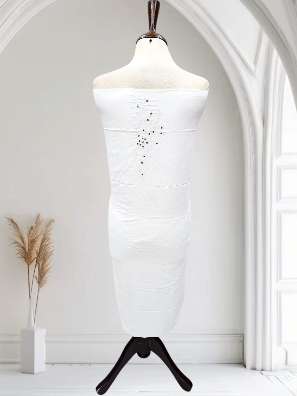 White Chikankari mukesh lawn shirt