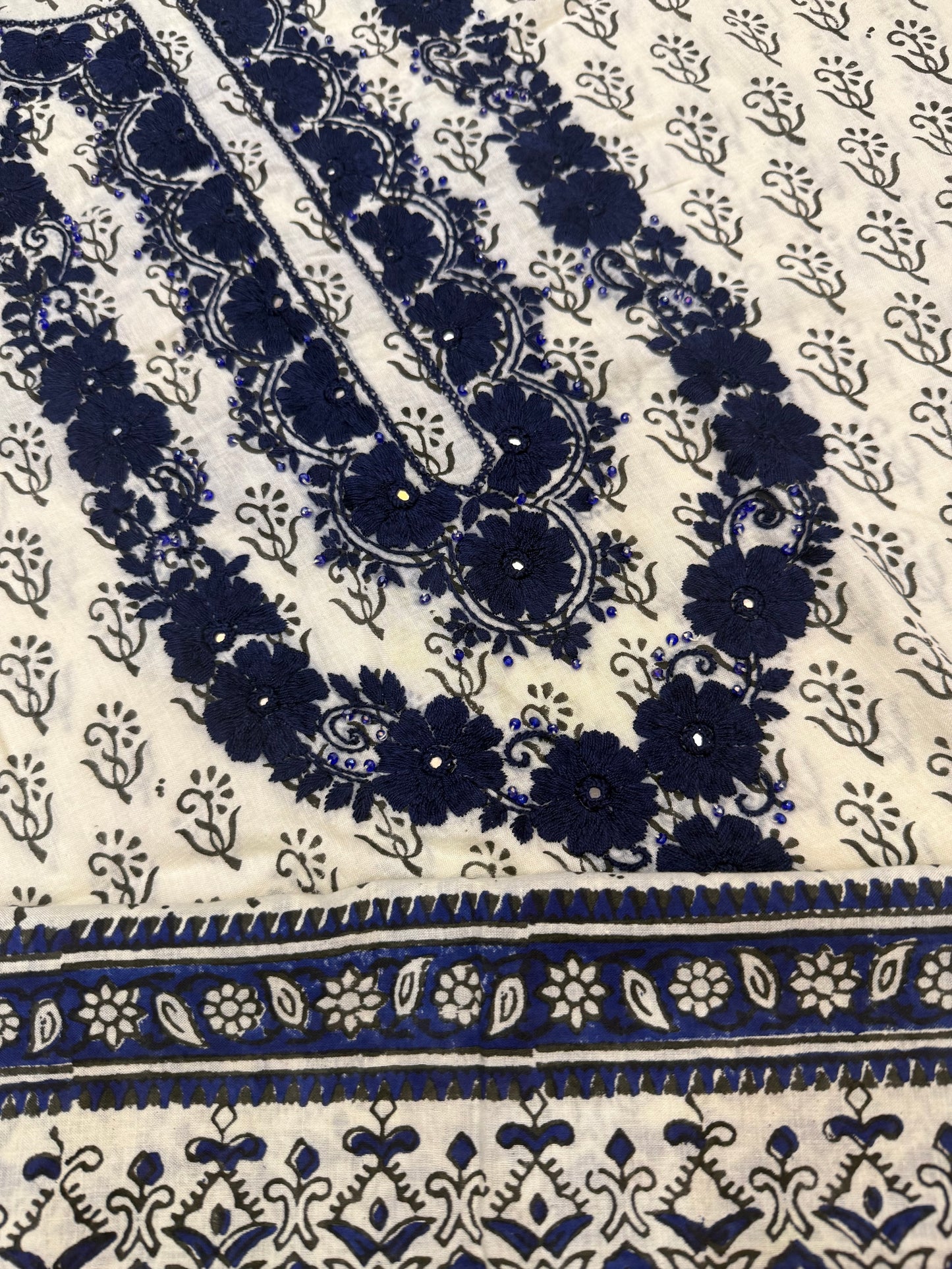 Most beautiful block print Embroidered lawn shirt