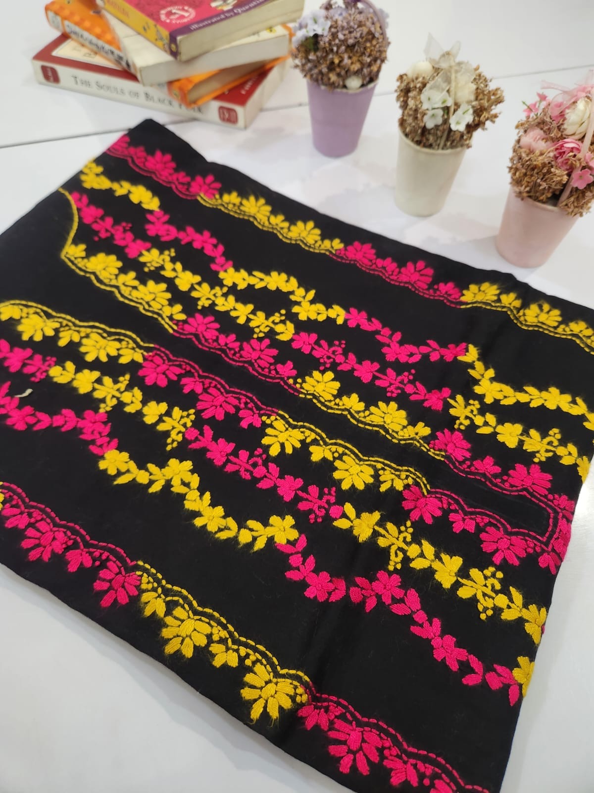 Elegant design black beauty lawn hand embroidered shirt