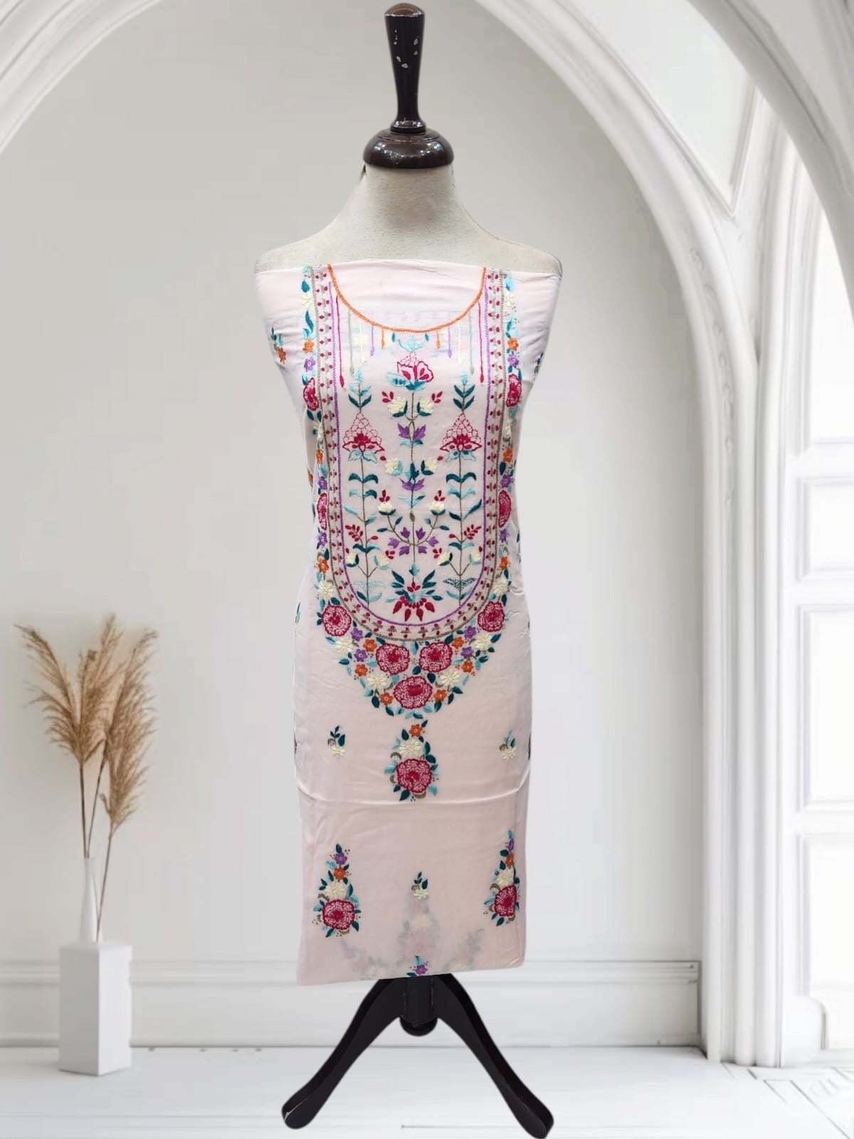 Branded lawn single thread hand embroidered shirt