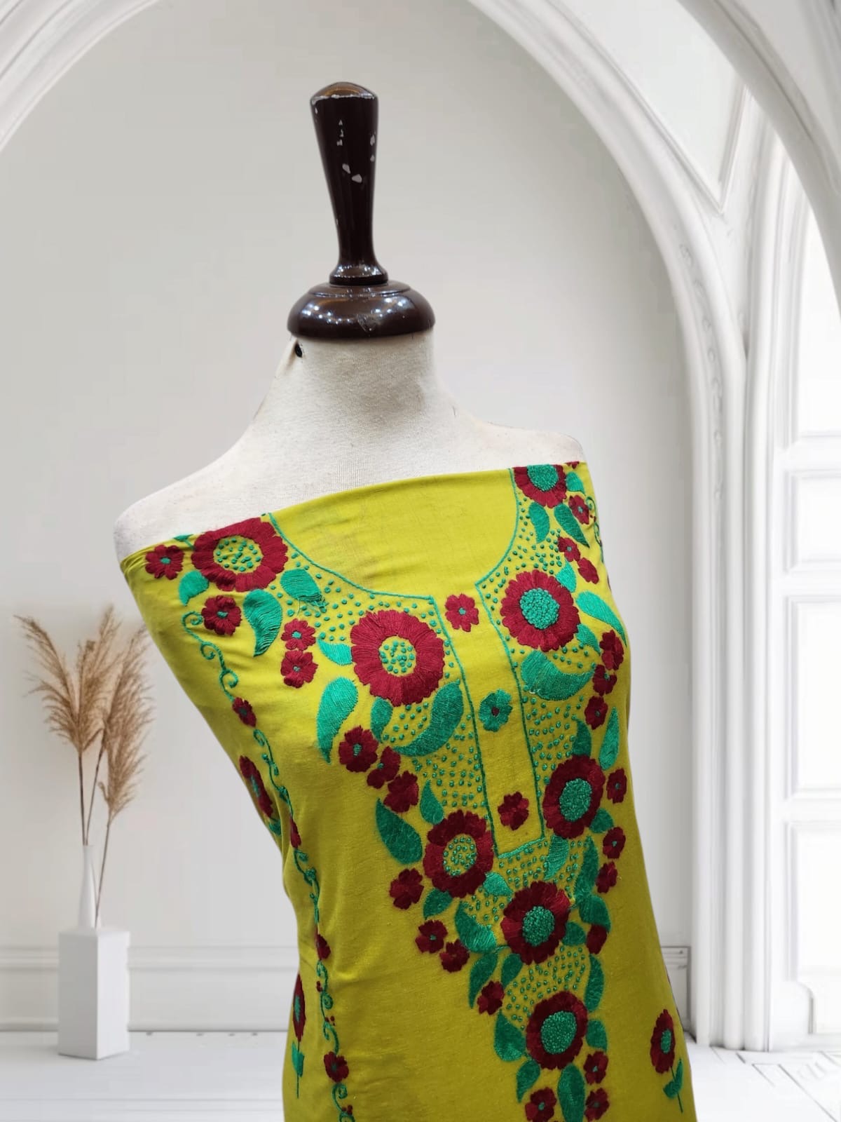 Sun ☀️ Flower lawn hand embroidered shirt
