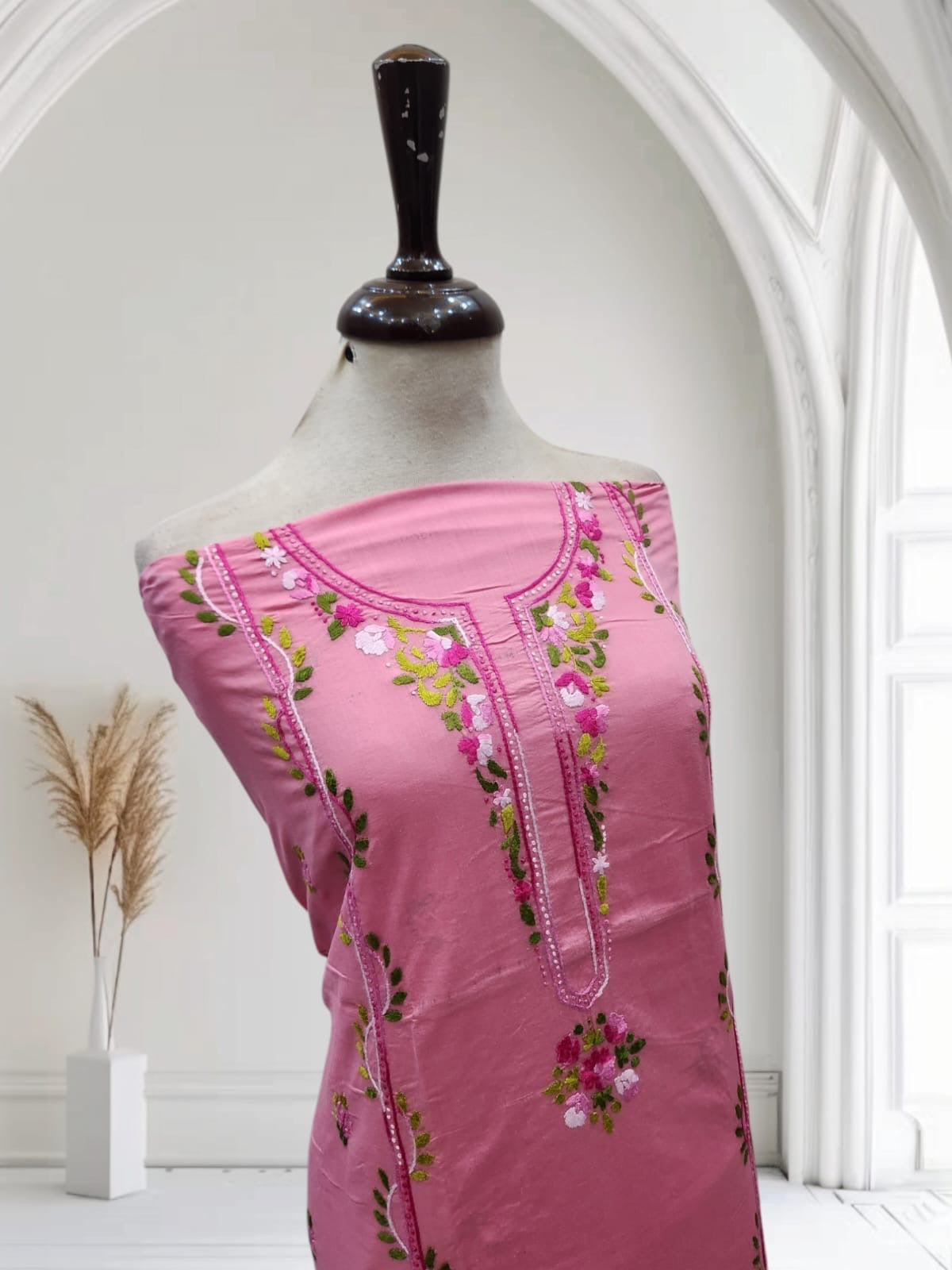 Most demanding shade and design lawn hand embroidered shirt