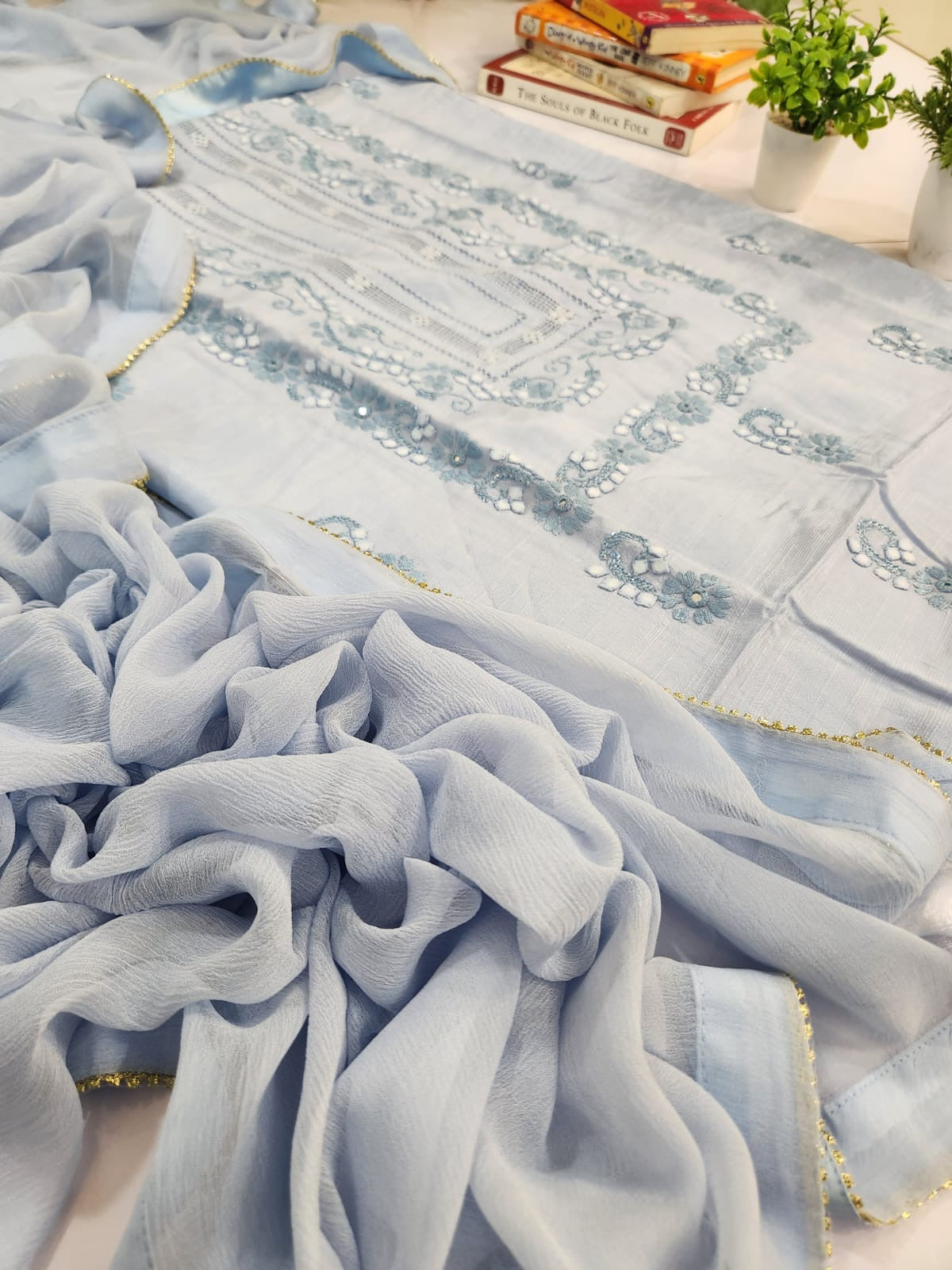 Premium Raw silk patti work 3pc (advance payment)