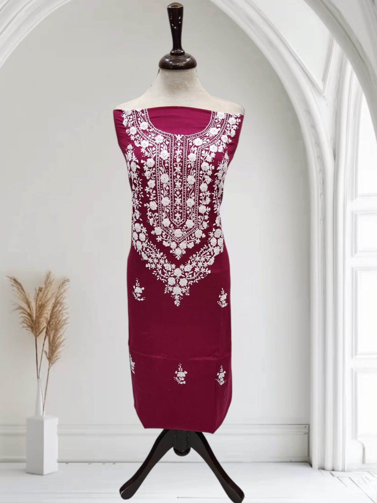 Exclusive lawn hand embroidered shirt