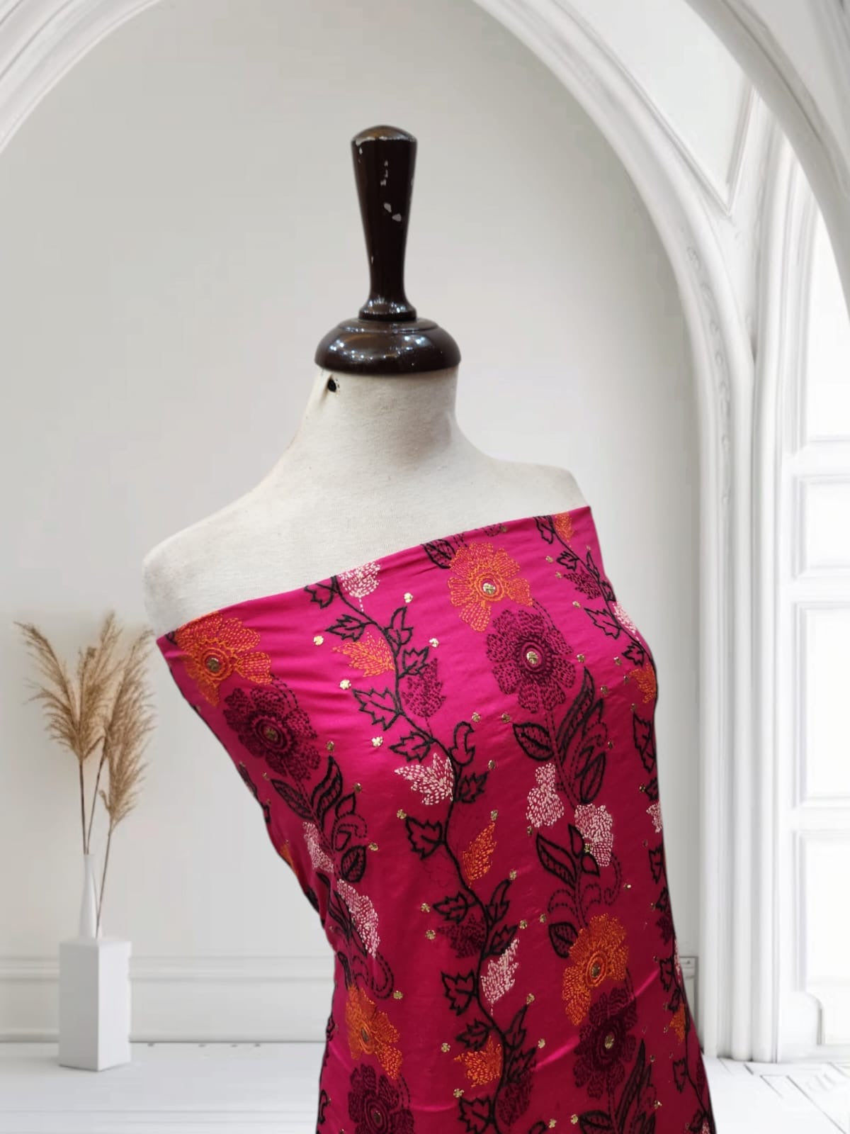 Kashmiri Jaal with mukesh hand embroidered shirt