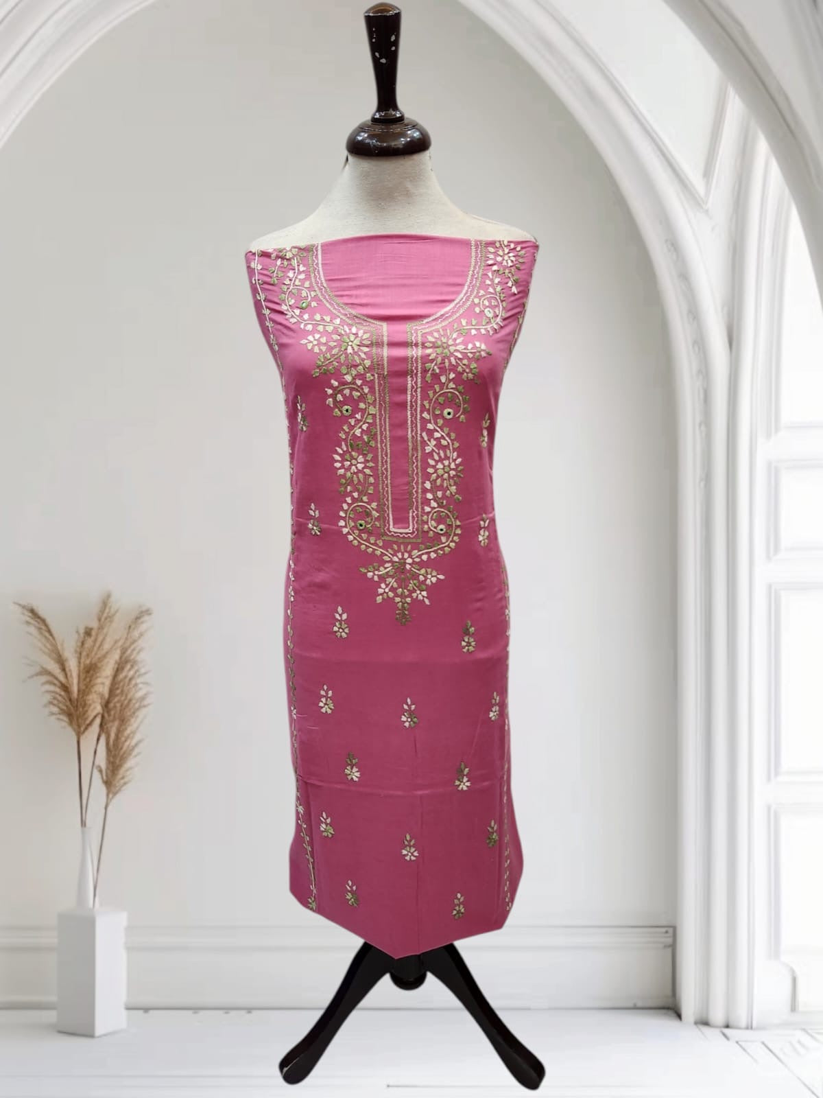 Thread applique Lawn hand embroidered shirt