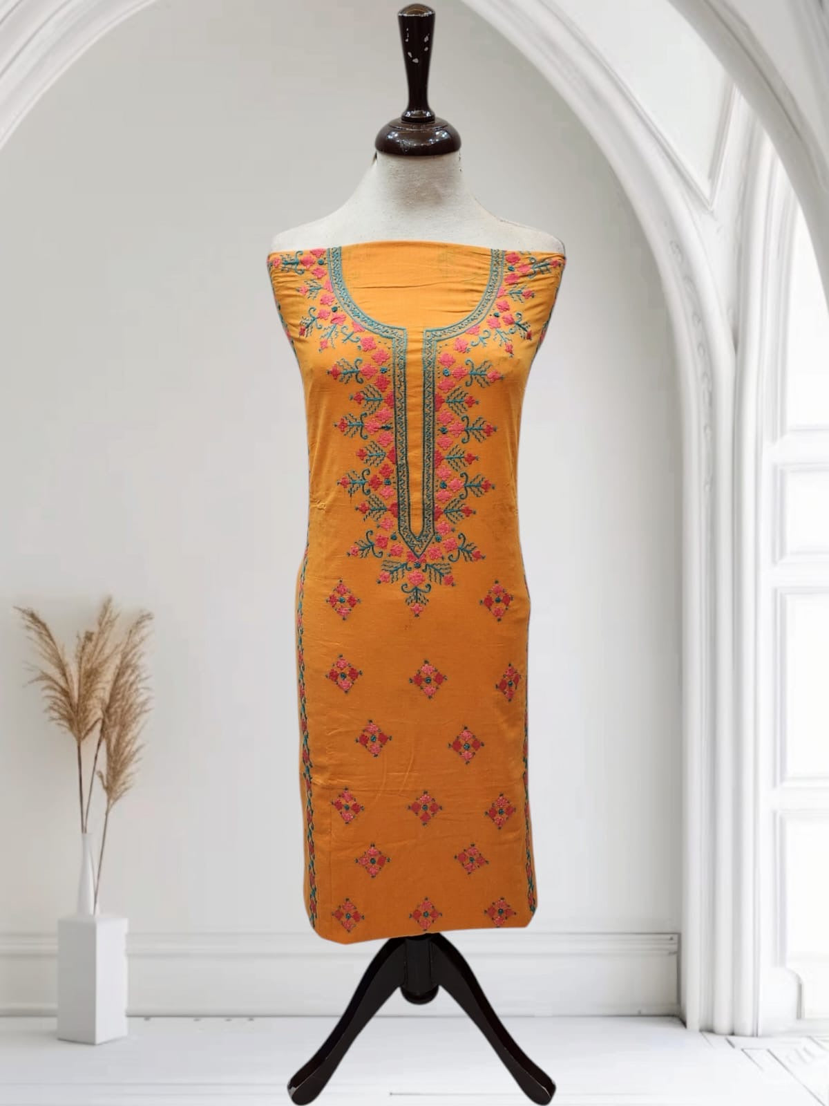 Basanti shade gull e sitta lawn hand embroidered shirt
