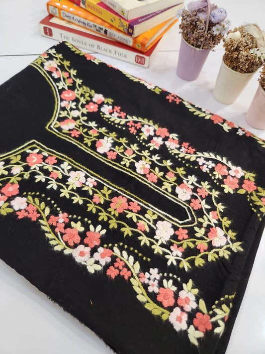 Black lawn hand embroidered shirt