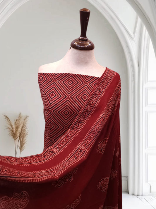 Maroon Geometrical designlawn 2pc