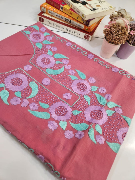 Sun flower hand embroidered lawn shirt