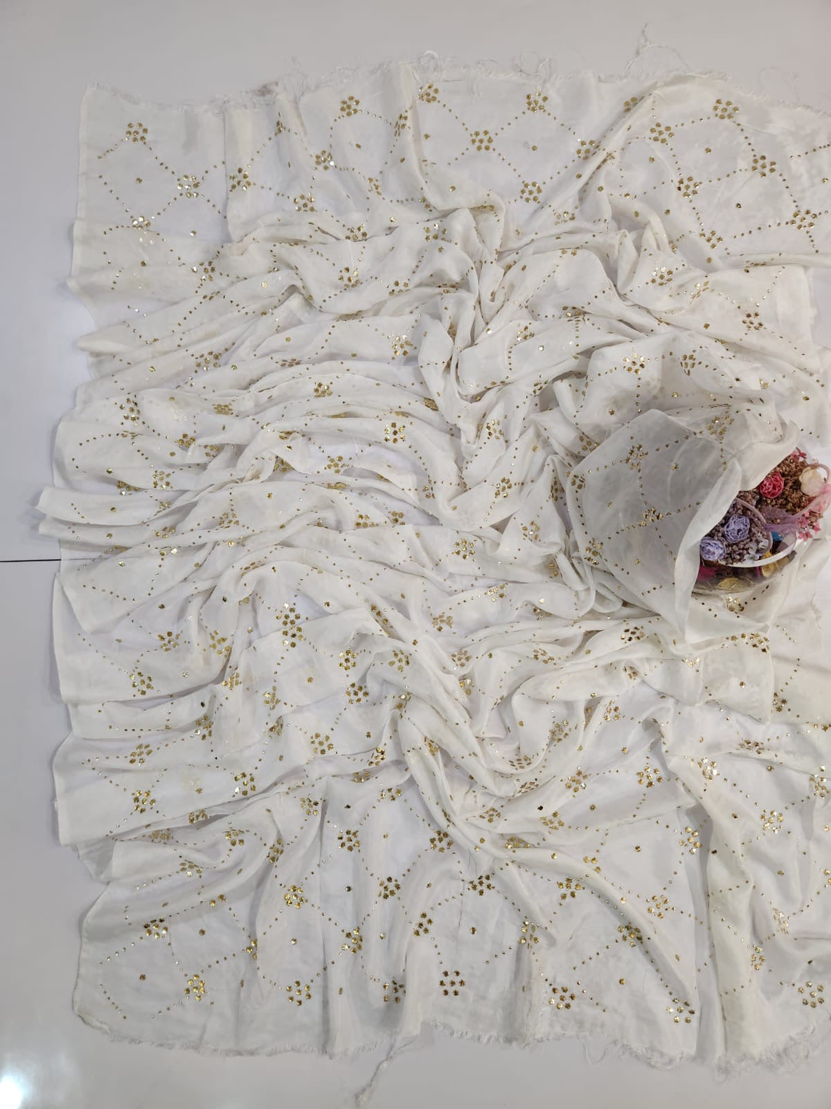 Pure Medium Silk Golden Mukesh patti Dupatta