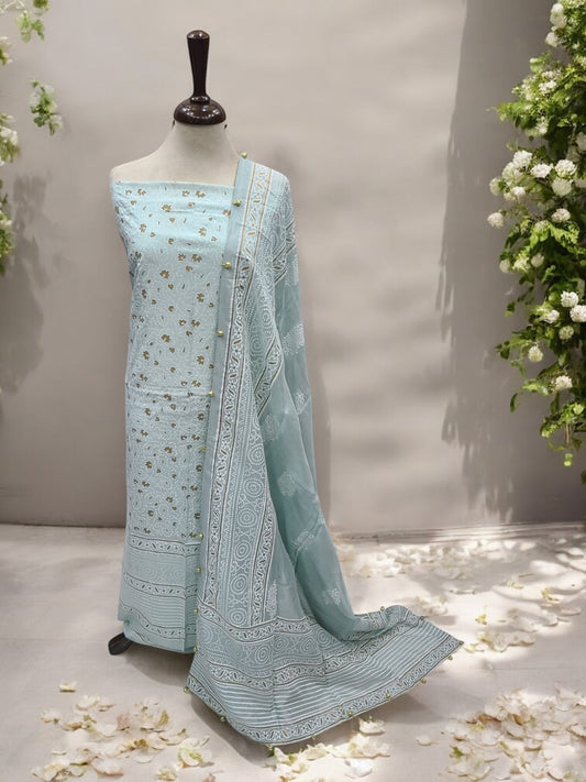 Patel Aqua Block Print