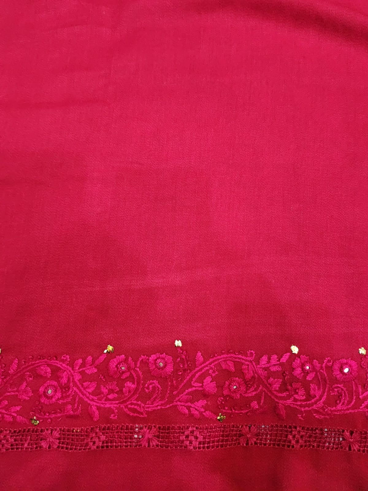2pc Hot pink marina Tarkashi, mukesh with embroidery