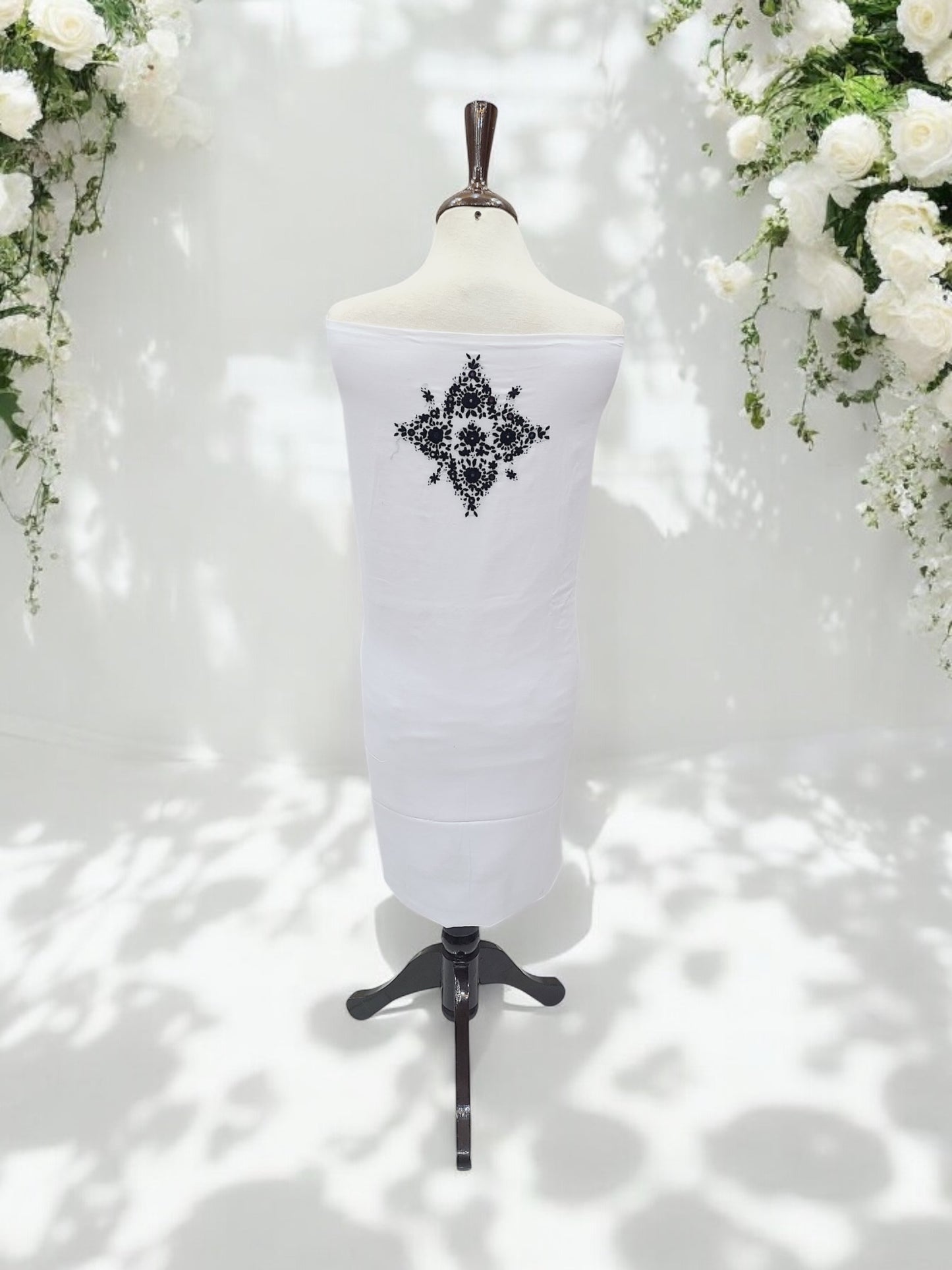Bambino Hand Embroidered 2pc Lawn White with Black