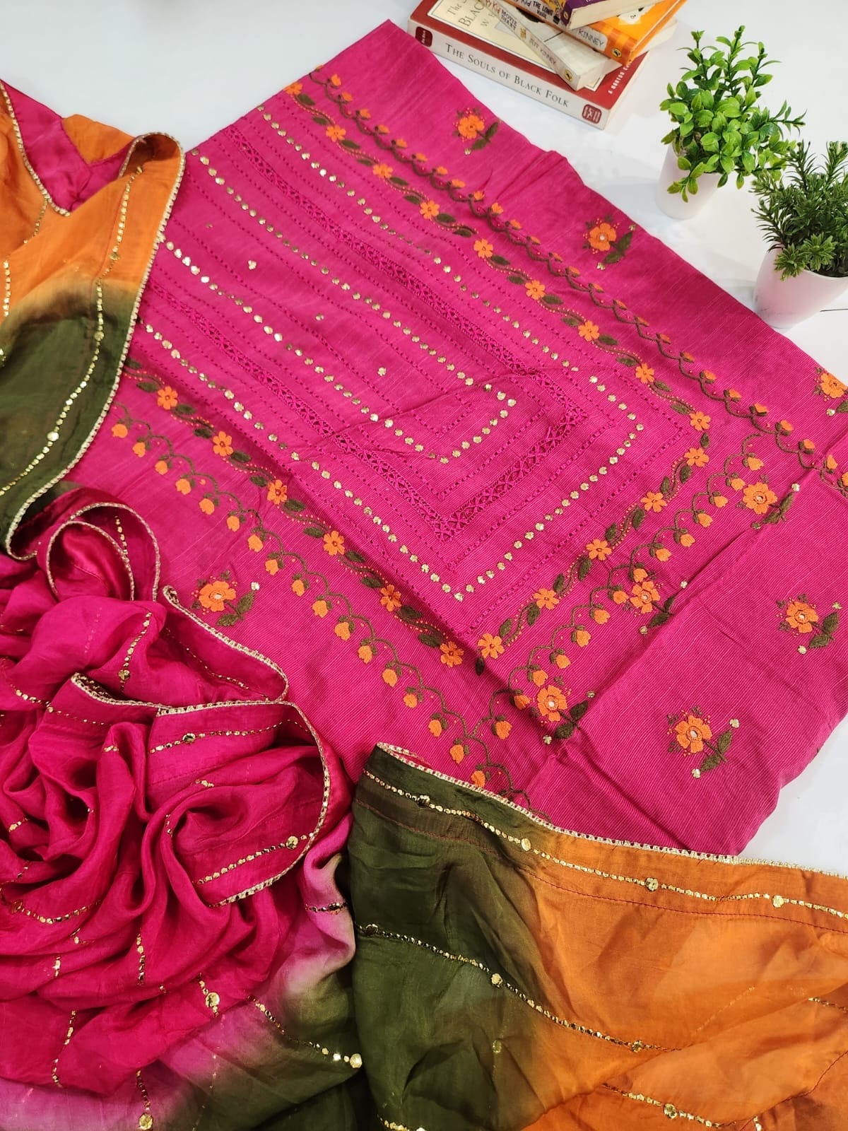Premium Raw Silk 3pc with silk Dupatta (advance payment)