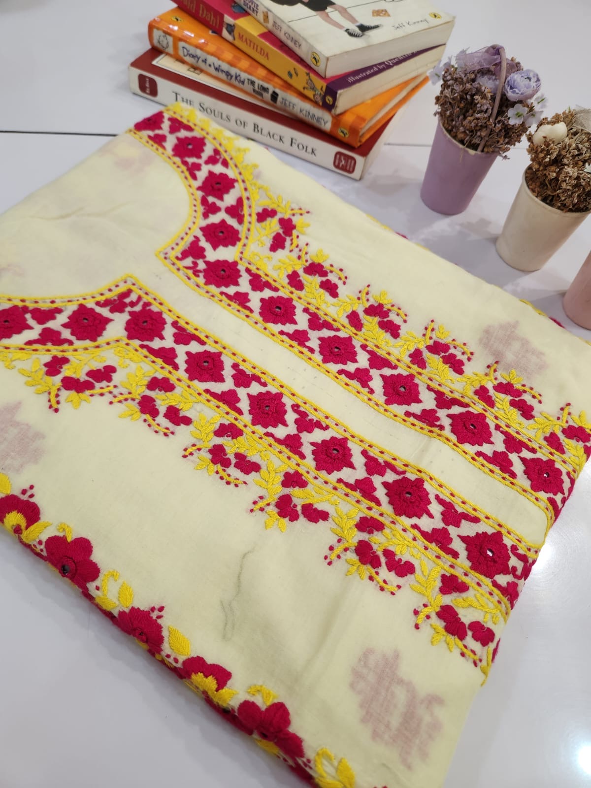 Gull e sitta lawn hand embroidered shirt Lemon