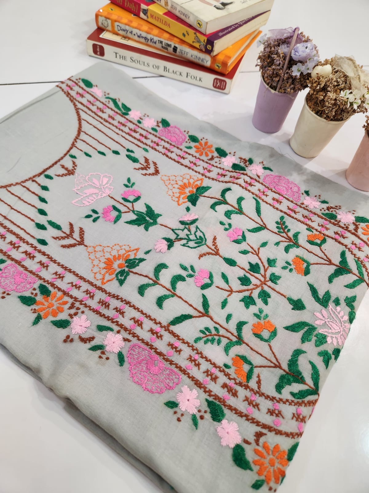 Premium quality lawn hand embroidered shirt